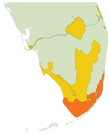Map Showing Overall Health. Lake Okeechobee, Northern Estuaries, and Greater Everglades are all listed as "fair" while Southern Coastal System is shown as "poor"